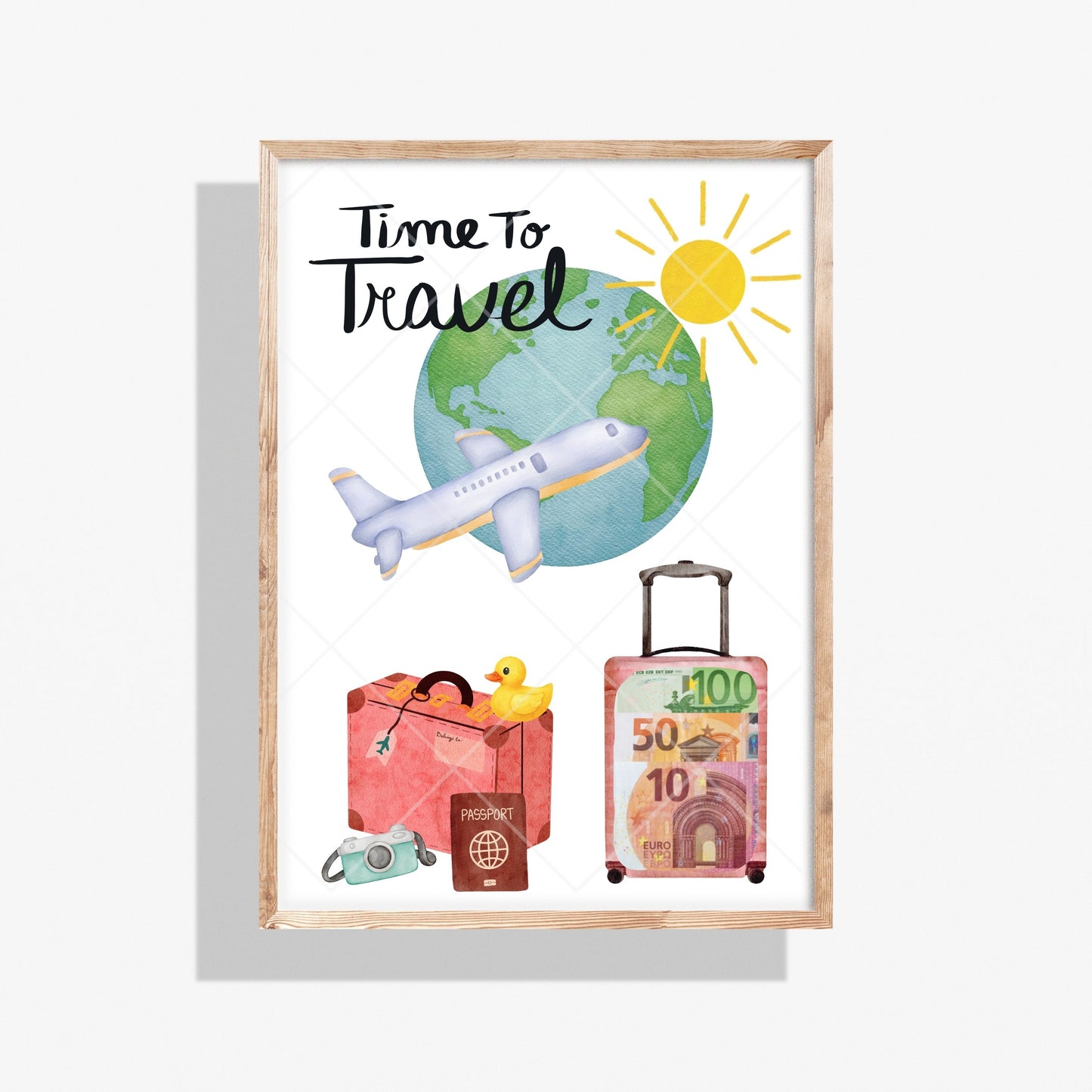 Reise Geldgeschenk Time to Travel Reisegutschein – Digitaler Sofort Download PDF A4 zum Ausdrucken
