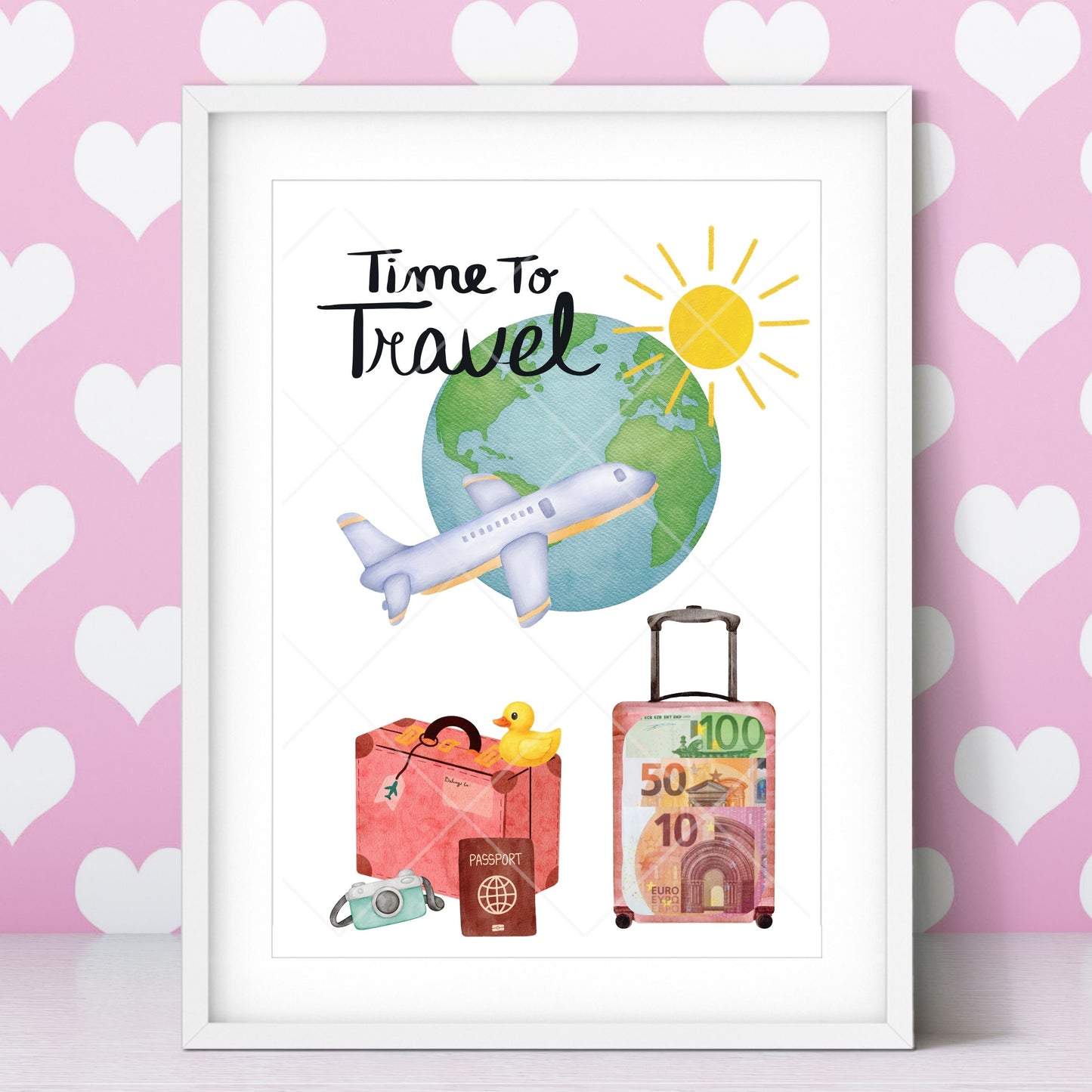 Reise Geldgeschenk Time to Travel Reisegutschein – Digitaler Sofort Download PDF A4 zum Ausdrucken