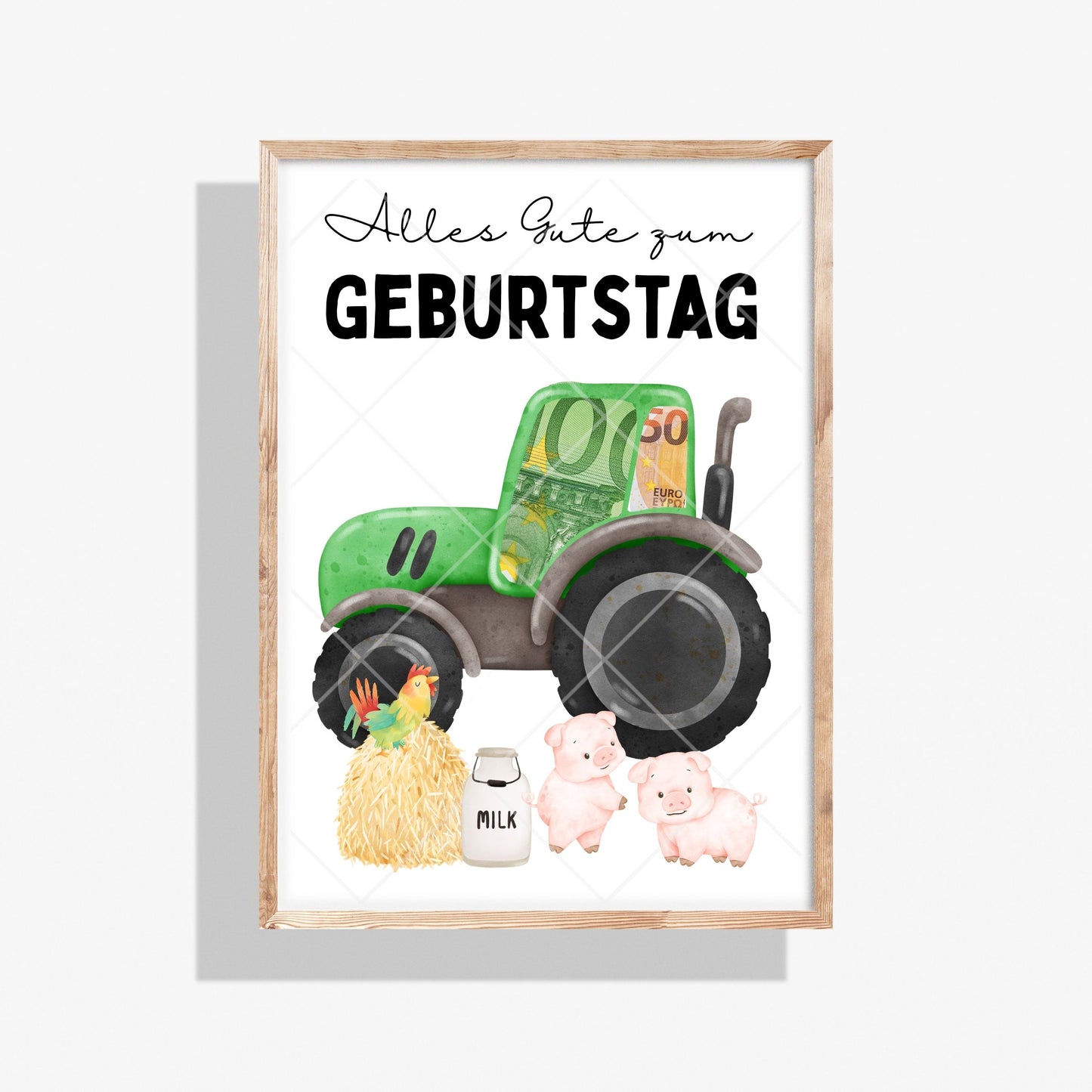 Traktor Geldgeschenk Kinder Geburtstag - Digitaler Sofort Download PDF A4 zum Ausdrucken