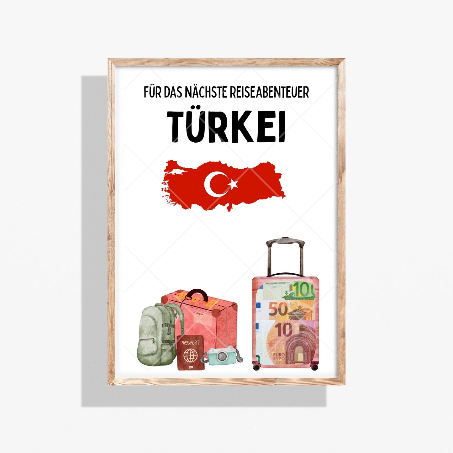 Türkei Reise Geldgeschenk - Digitaler Sofort Download PDF A4 zum Ausdrucken