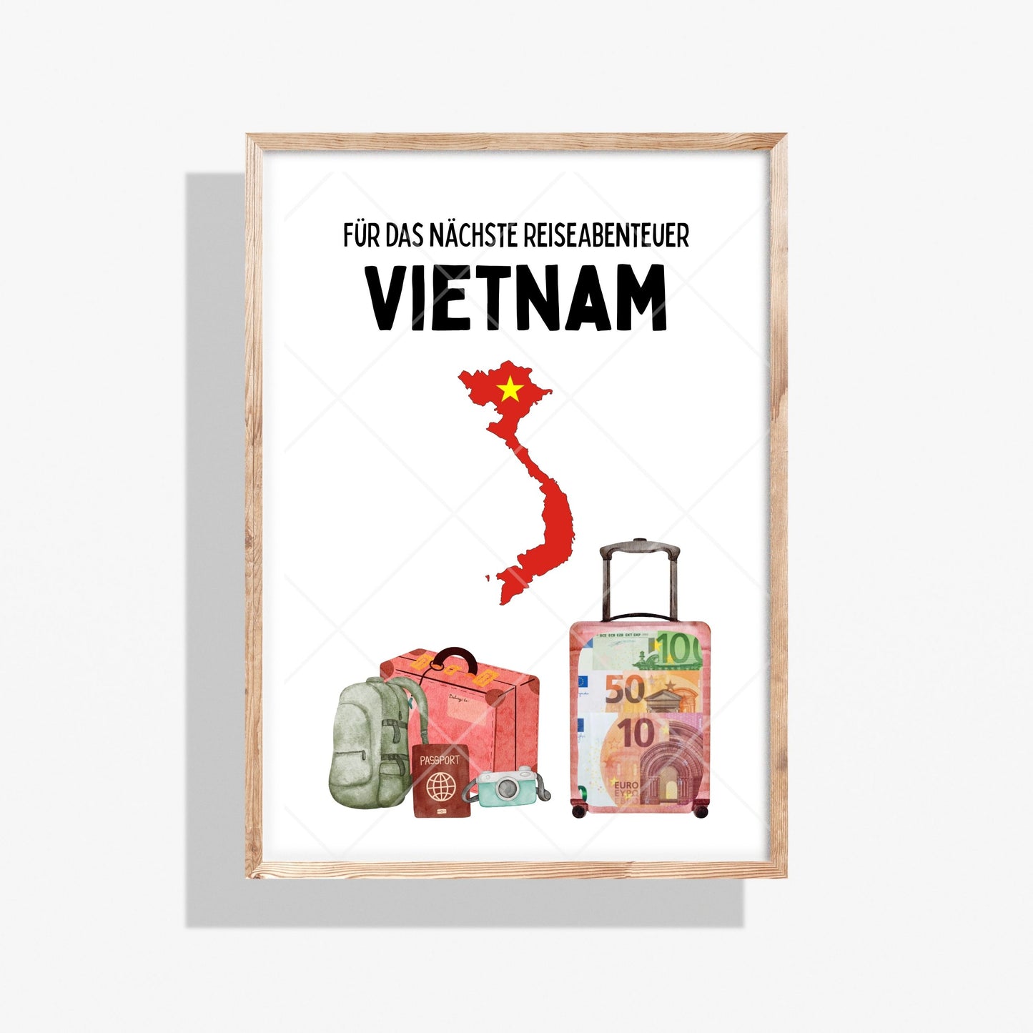 Vietnam Reise Geldgeschenk - Digitaler Sofort Download PDF A4 zum Ausdrucken