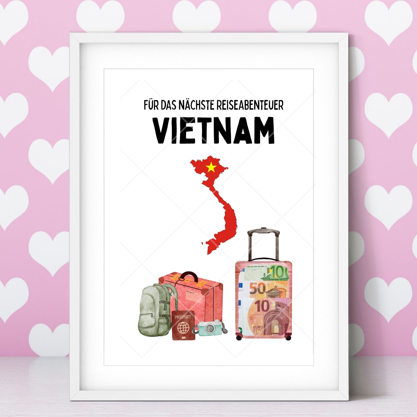 Vietnam Reise Geldgeschenk - Digitaler Sofort Download PDF A4 zum Ausdrucken