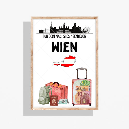 Wien Reise Geldgeschenk - Digitaler Sofort Download PDF A4 zum Ausdrucken