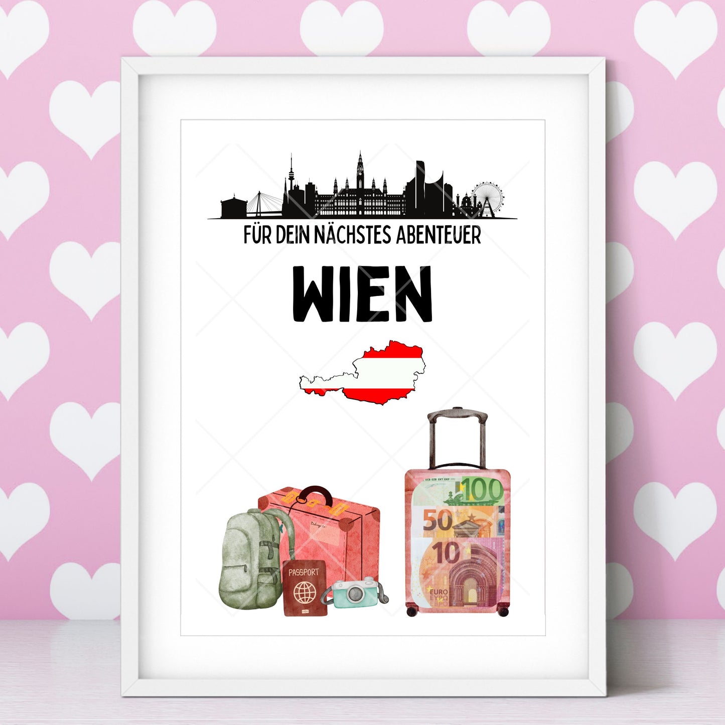 Wien Reise Geldgeschenk - Digitaler Sofort Download PDF A4 zum Ausdrucken