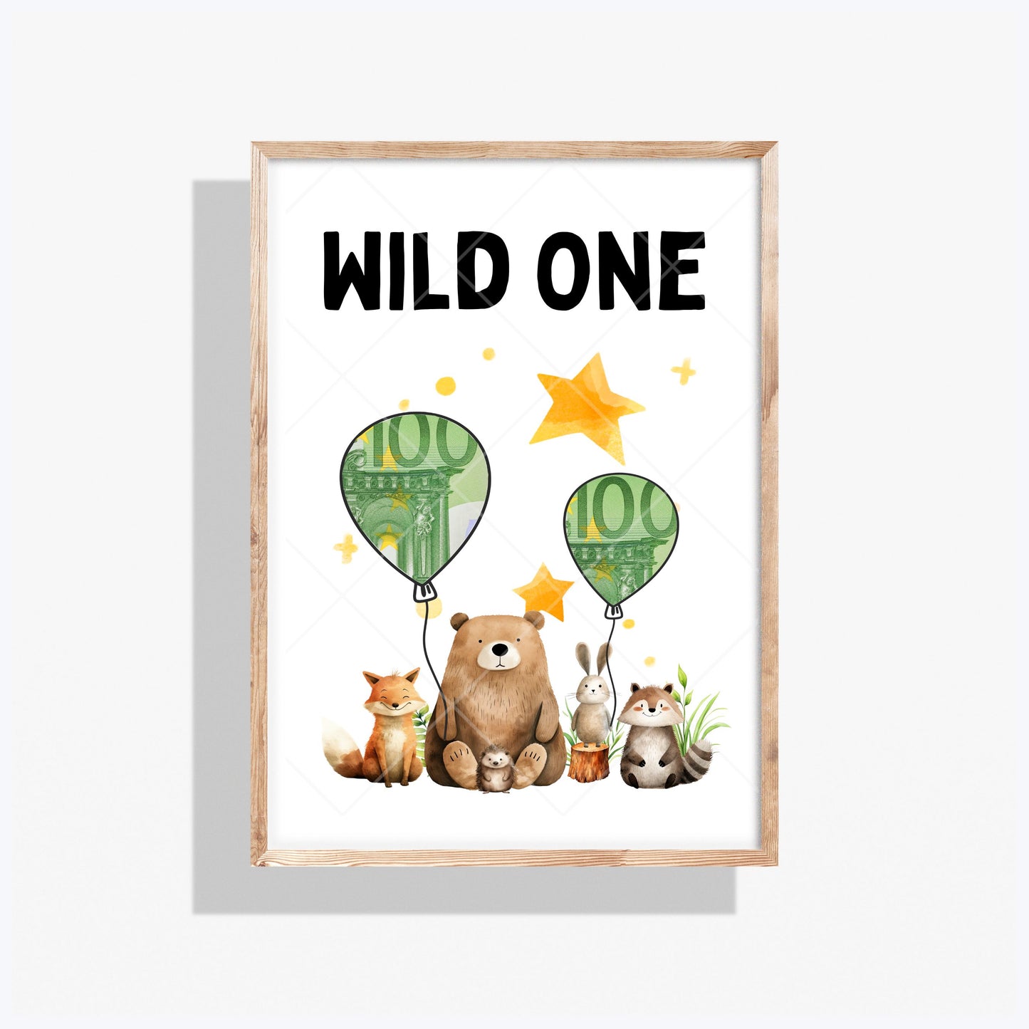 Wild One Geldgeschenk 1. Geburtstag – Digitaler Sofort Download PDF A4 zum Ausdrucken
