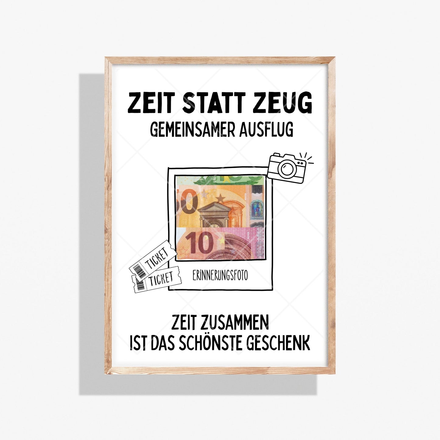 Gemeinsamer Ausflug Geldgeschenk Zeit statt Zeug - Digitaler Sofort Download PDF A4 zum Ausdrucken
