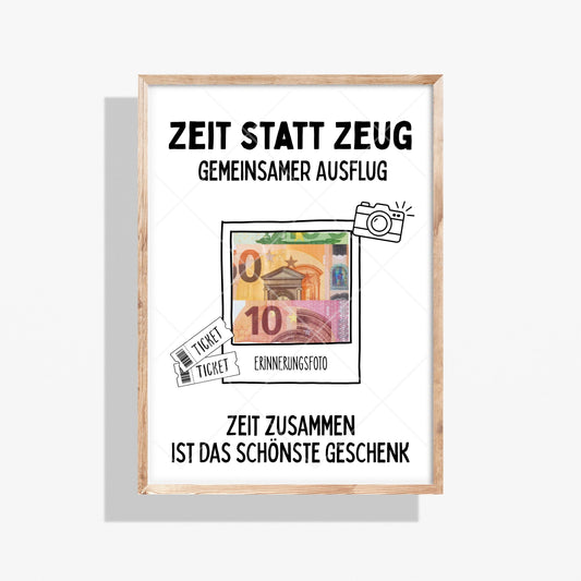Gemeinsamer Ausflug Geldgeschenk Zeit statt Zeug - Digitaler Sofort Download PDF A4 zum Ausdrucken