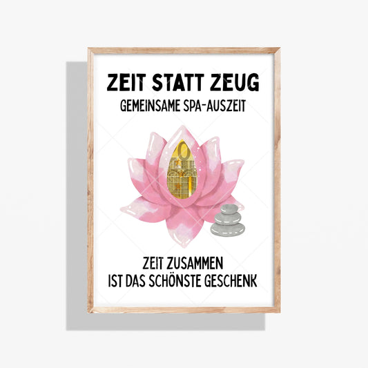 Spa Wellness Geldgeschenk Zeit statt Zeug - Digitaler Sofort Download PDF A4 zum Ausdrucken