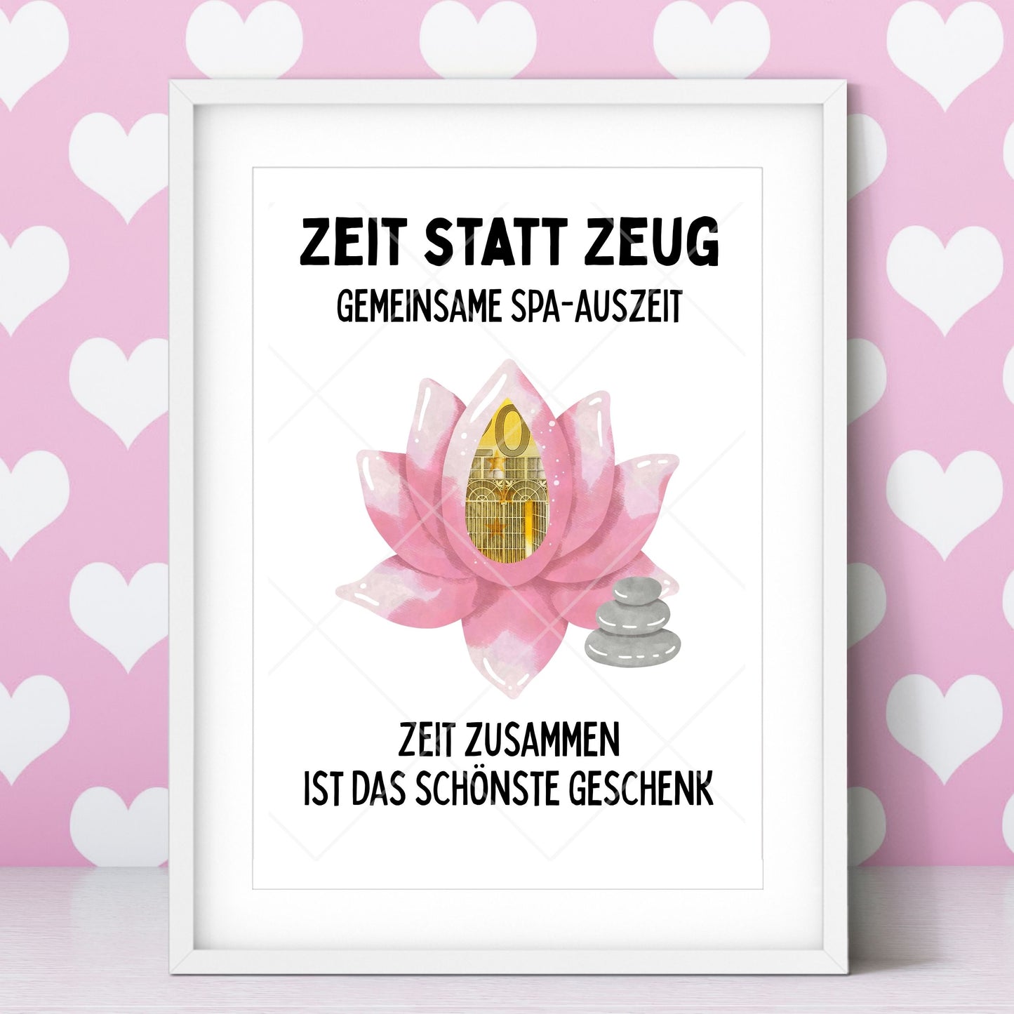 Spa Wellness Geldgeschenk Zeit statt Zeug - Digitaler Sofort Download PDF A4 zum Ausdrucken