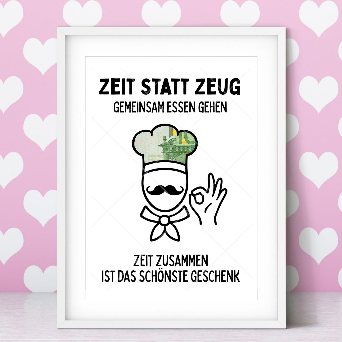 Restaurant-Besuch Geldgeschenk Zeit statt Zeug - Digitaler Sofort Download PDF A4 zum Ausdrucken