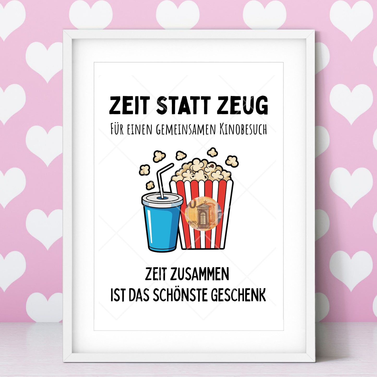 Kino Geldgeschenk Zeit statt Zeug - Digitaler Sofort Download PDF A4 zum Ausdrucken