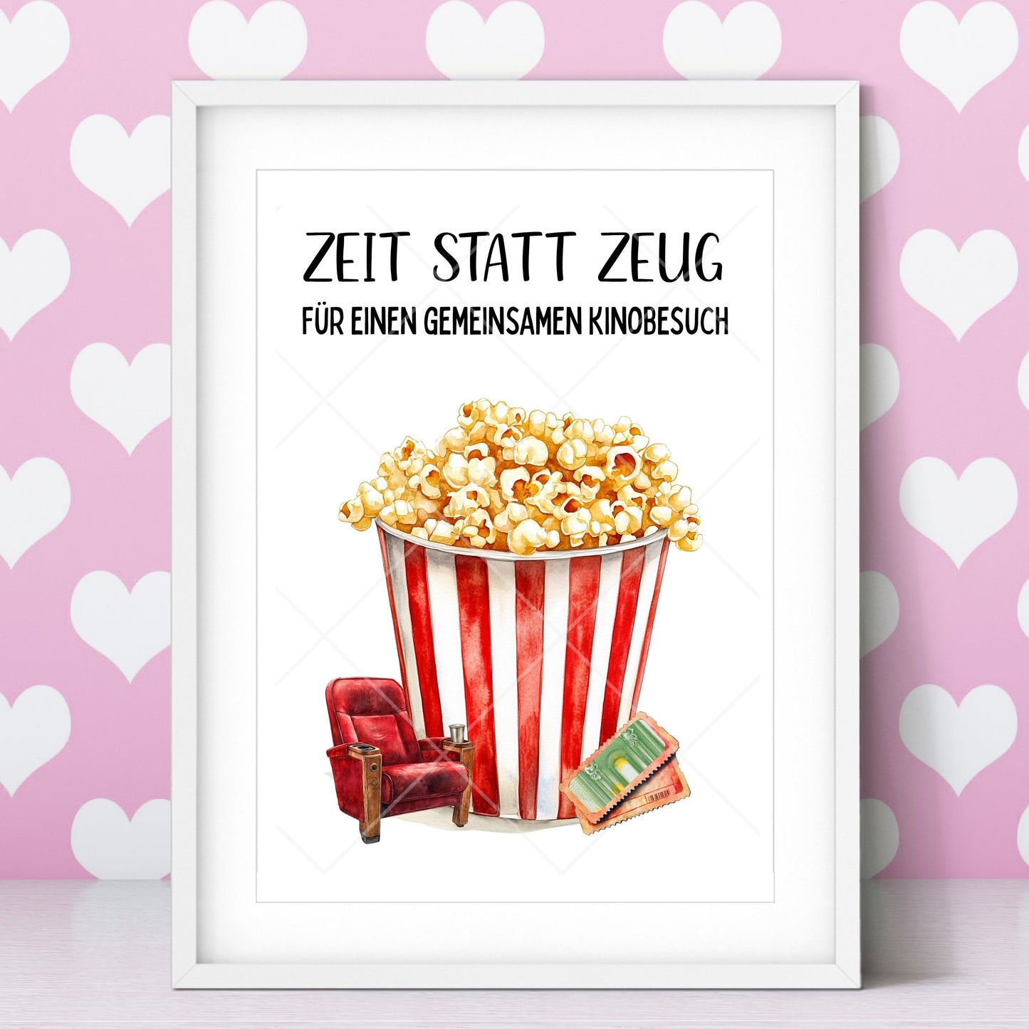 Kino Besuch mit Popcorn Geldgeschenk Zeit statt Zeug - Digitaler Sofort Download PDF A4 zum Ausdrucken
