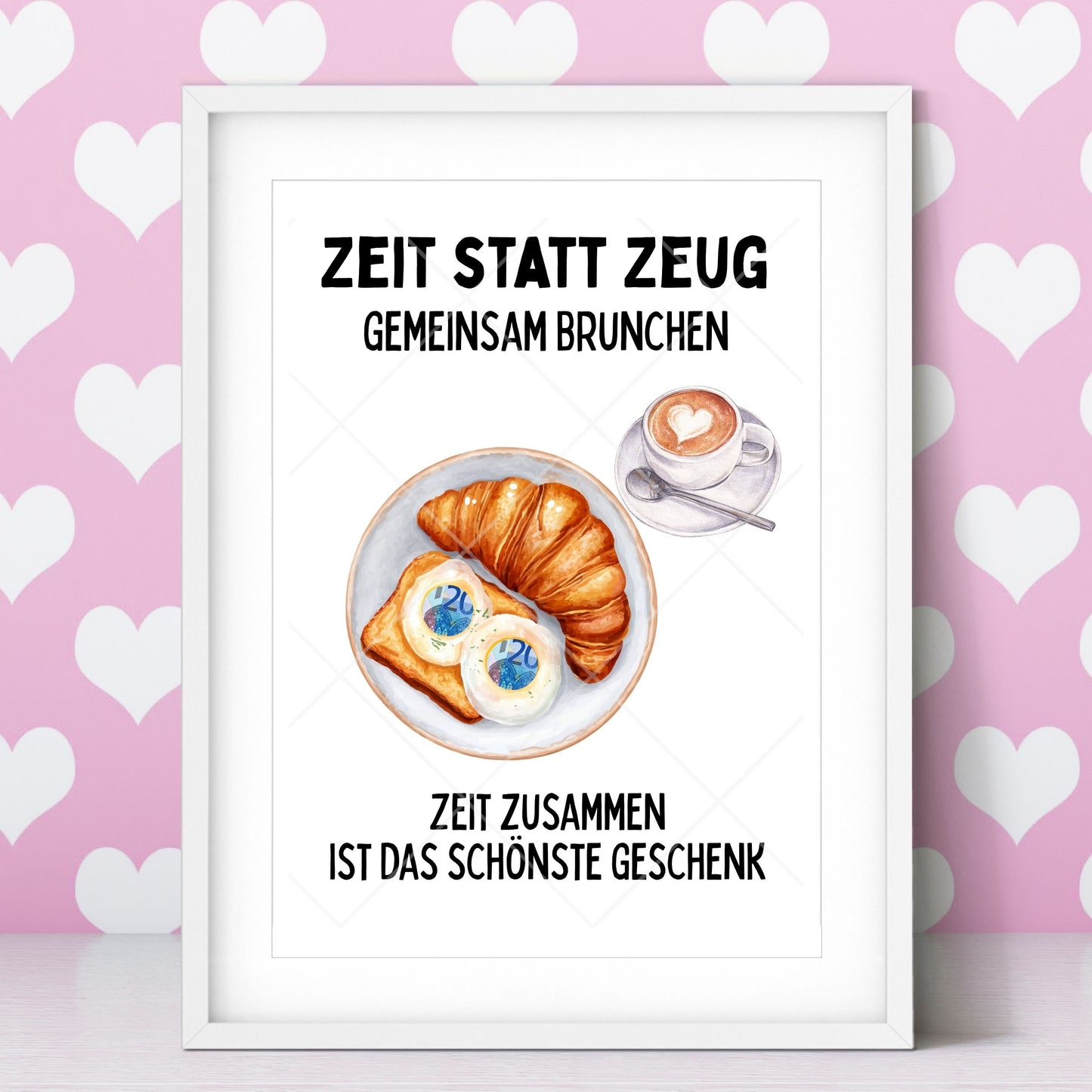 Einladung Brunch Geldgeschenk Zeit statt Zeug - Digitaler Sofort Download PDF A4 zum Ausdrucken