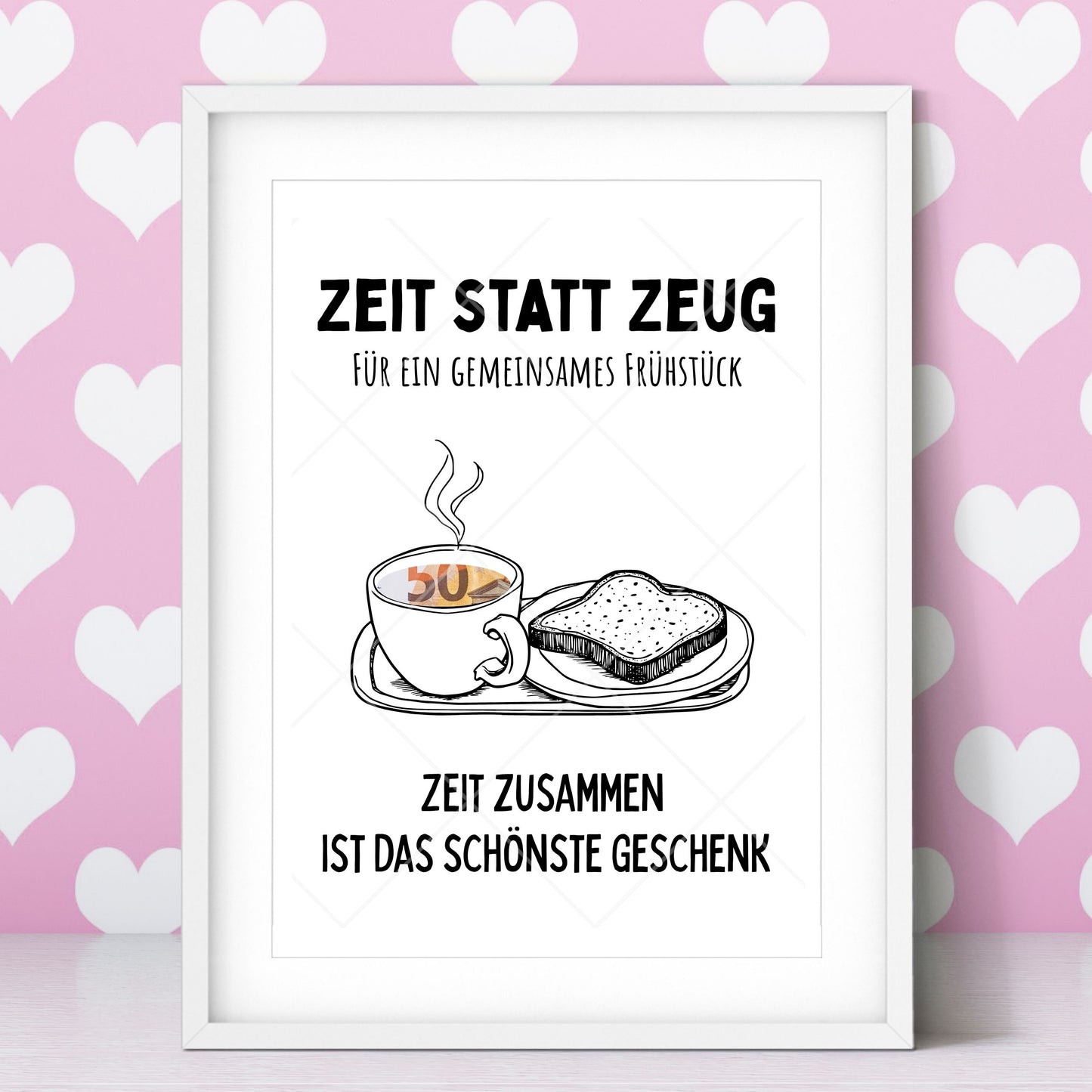 Frühstück Geldgeschenk Zeit statt Zeug - Digitaler Sofort Download PDF A4 zum Ausdrucken