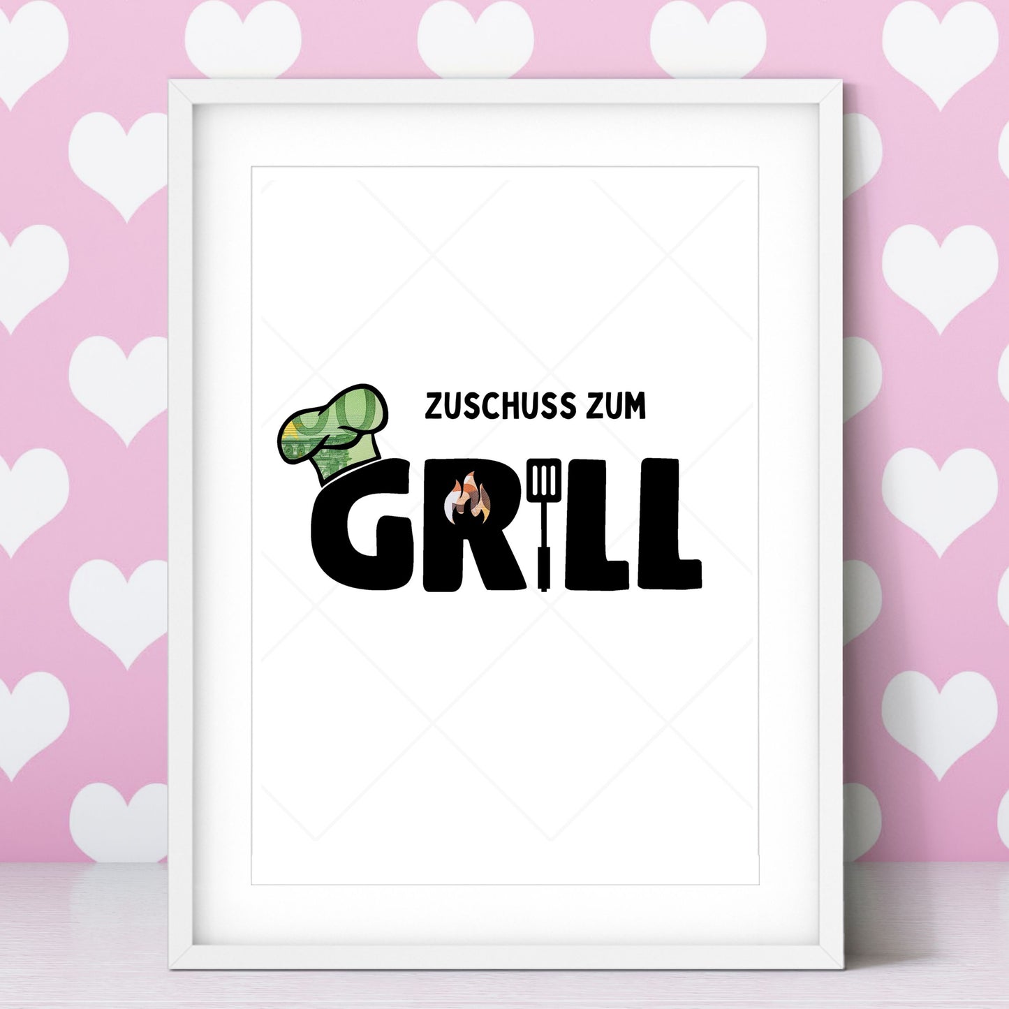 Zuschuss zum Grill Geldgeschenk - Digitaler Sofort Download PDF A4 zum Ausdrucken