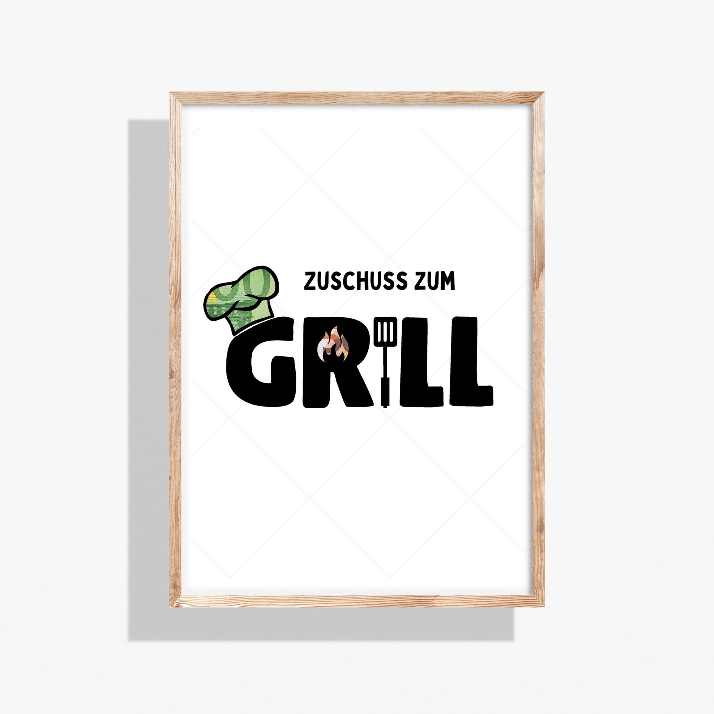 Zuschuss zum Grill Geldgeschenk - Digitaler Sofort Download PDF A4 zum Ausdrucken