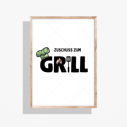 Zuschuss zum Grill Geldgeschenk - Digitaler Sofort Download PDF A4 zum Ausdrucken