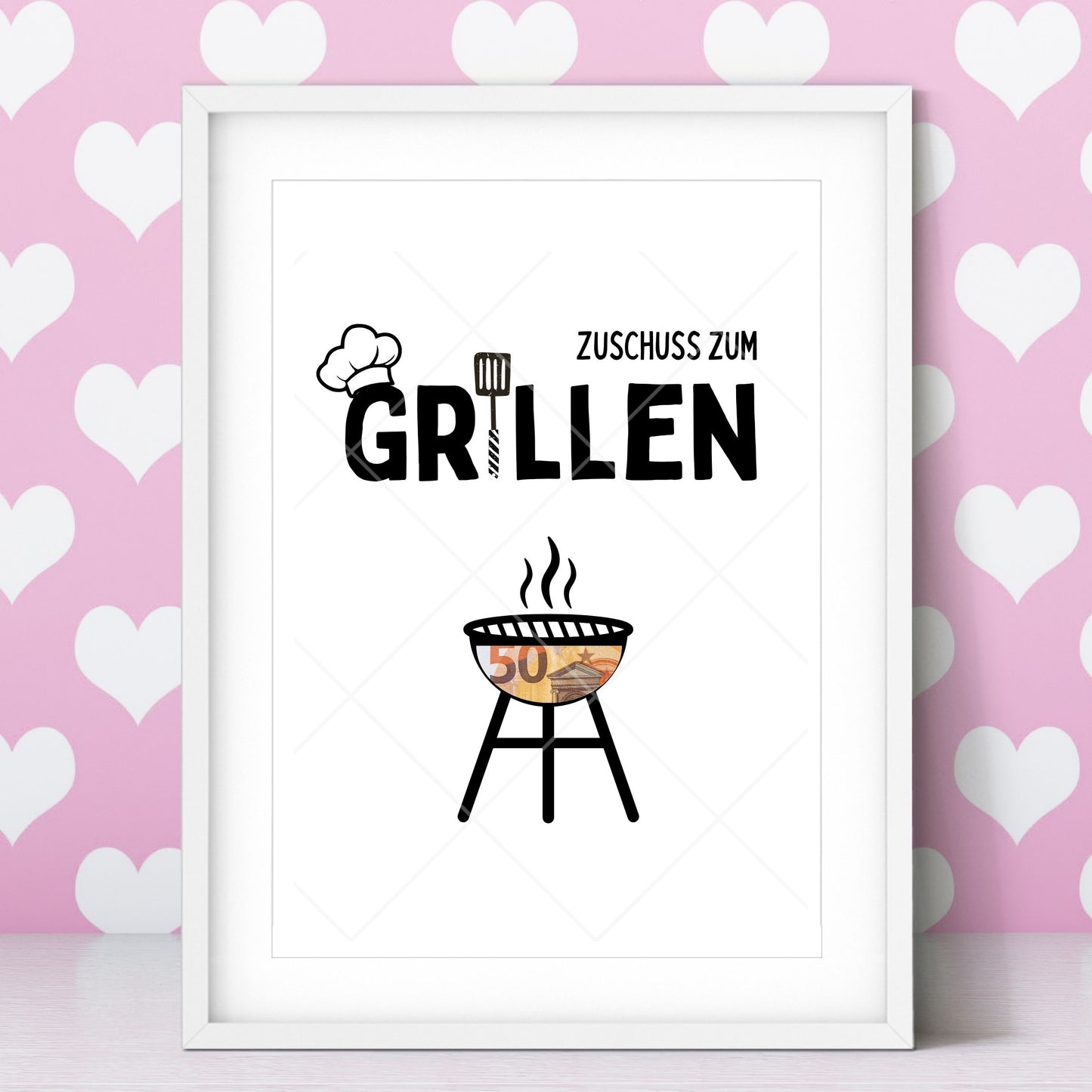 Zuschuss zum Grillen Geldgeschenk - Digitaler Sofort Download PDF A4 zum Ausdrucken